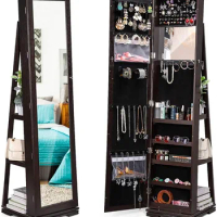 Titan Mall 360° Rotating Jewelry Cabinet Standing Jewelry Armoire with Full Length Mirror,Revolving Makeup Jewelry Holder