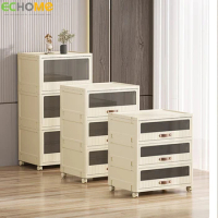 ECHOME Foldable Storage Box Folding Storage Cabinet Bedside Cabinet Clothing Toy Snacks Stackable Home Storage Cabinet Organizer