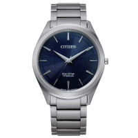 CITIZEN 商務極簡 光動能鈦金屬時尚男錶(BJ6520-82L)-銀x藍/39mm
