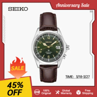 Seiko Prospex Japanese Original Waterproof Luminous Automatic Mechanical Watch Green Dial Sapphire Glass Leather Watchs