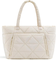 Bagsmart Tote Bag For Women PUFFY Tote Bag With Zipper Large Quilted Shoulder Bag With Compartments