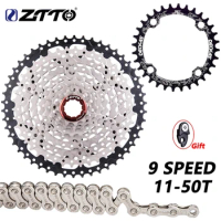 ZTTO 9 Speed Mountain Bike 50T Cassette 9S11-50T Wide Ratio Freewheel MTB Bicycle 9V K7 Sprocket Compatible with M430 M4000 M590