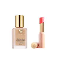 【Estee Lauder 雅詩蘭黛】粉持久粉底水啵啵潤唇膏組(水啵啵琉璃潤唇膏+粉持久粉底液/IU同款)