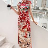 Traditional Chinese Dress Qipao Shanghai Long Cheongsam Vietnam Traditional Dress Qi Pao Japanese Style Oriental Dress 10107