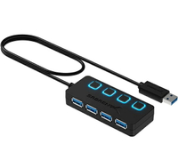 [2美國直購] Sabrent HB-UM43 USB 3.0 Type-A 4孔 USB Hub 集線器 5Gbps傳輸 含LED 電源開關 60cm延長線