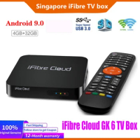 [Genuine] 2024 Singapore TV box starhub ifibre cloud GK6 4G 32G Android Amlogic BT5 Dual WiFi6 voice control update from i9plus