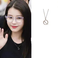 Korean Drama Del Luna Hotel IU The Same Moon Necklace Stainless Steel Clavicle Chain Lucky Metal Accessories Couple Gift Jewelry