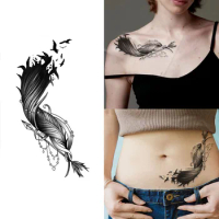 Lasting 15 days temporary tattoo sticker waterproof non-reflective feather arrow pattern sticker body art fake tattoo for girls