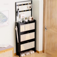 Bamboo Dustproof Shoe Cabinets Ultra-thin Multi Layer Storage Partition Shoe Cabinets Large Capacity Entrance Porch Storage Rack