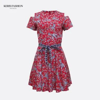 Keris Gallery Dress Batik Lengan Pendek Motif Burung Hong - Merah SS