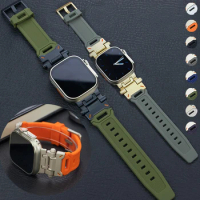 TPU Sport Strap For Apple Watch 9 45mm Ultra 2 49MM 44mm 42mm Titanium Color Silicone watch band for iWatch9 8 SE 7 6 4 5 3 2 1