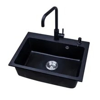 Quartz stone kitchen sink black granite single basin sink vegetable basin sys6045