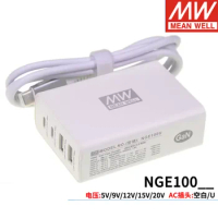 MEAN WELL NGE100U/100W4 port USB fast charging tablet/computer charger, global universal GaN gallium nitride