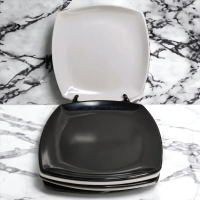 PROMO 6 PCS PIRING MELAMIN KOTAK HITAM PIRING DATAR 9 INCH Set Kitchenware