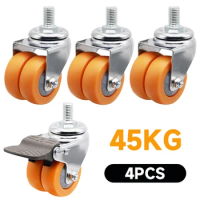 4Pcs 1.5 Inch Double Row Caster Wheels Nylon Universal Silent Roller Wheel For Platform Trolley Accessory Furniture