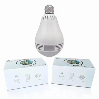 V380 Kamera CCTV Bohlam Lampu 360 Panorama 8MP WiFi IP Cam dengan Penglihatan Malam Bohlam CCTV Pint