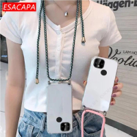 Necklace Chain Transparent Phone Case For Google Pixel 5A 4A 5G 4A 4XL 6 7 Pro Soft TPU Shockproof Lanyard Neck Strap Rope Case