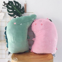 買一送一 抱枕 可愛搞怪鱷魚抱枕超軟小豬公仔女生超萌玩偶韓國企鵝娃娃毛絨玩具 雙十二購物節
