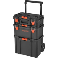beyond by BLACK+DECKER BLACK+DECKER Stackable Storage System - 3 Piece Set (Small, Deep Toolbox, and Rolling Tote)