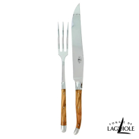【Forge de Laguiole】頂級手工橄欖木鐵板燒刀叉禮盒組-亮面