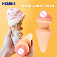 HESEKS Ice-cream Anal Plug Hollow Male Huge Dildo Vagina Butt Plug Massager Anus Dilator Stimulator Games Sex Toys For Women Men