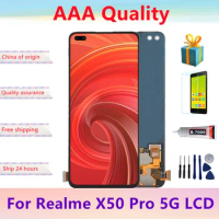 AMOLED TFT Display Replace 6.44" For Realme X50 Pro 5G LCD Touch Digitizer Screen Assembly RMX2075 RMX2071 RMX2076