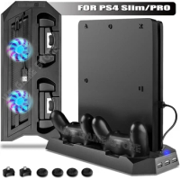 PS4 PRO SLIM Game Console Vertical Cooling Fan Stand PS 4 Gamepad Charging Station &amp; 3 HUB Port For Sony Playstation 4 Slim