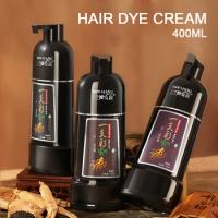 400ml 3 In1 Hair Color Shampoo Black Hair Dye Covering White Hair Shampoo Black Plant Hair Dye Fast Hair Dye Cream Dropshipping