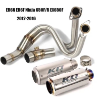 For Kawasaki ER6N ER6F 2012-2016 Full Exhaust System Header Front Pipe Middle Tube Exhaust Tips Muffler 51mm Slip On Motorcycle