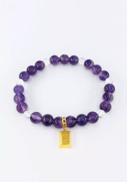 Arthesdam Jewellery Arthesdam Jewellery 916 Gold Bar Amethyst Beaded Bracelet (6mm) - 16cm