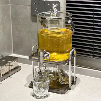 茶壺 北歐玻璃冷水壺帶龍頭水壺套裝大容量家用涼水壺茶可樂飲料酒桶-快速出貨