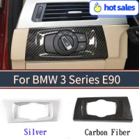 ABS Chrome Carbon Fiber For BMW 3 Series E90 2005-2012 Car Headlight Switch Frame Trim Left Hand Drive Interior Accessories