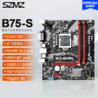 SZMZ B75 Motherboard LGA 1155 support 4*DDR3 USB3.0 SATA3 NVME WIFI Bluetooth Placa Mae 1155 plate board pc gamer B75 LGA1155