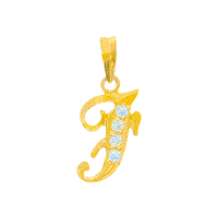 750 Gold \J\" Initial Pendant with Zircon | J Alphabet Charm | 18K Gold Necklace Charm"
