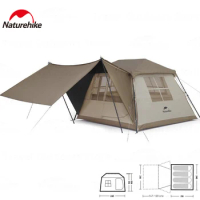 Naturehike Village 5.0 UPF12500+ Outdoor Camping One-touch Tent 2 ~ 4 People Portable PU2000mm+ Waterproof 150D Tent Automatic