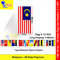 Set Bendera Malaysia + 13 Negeri + Wilayah Banting 15x30cm Tahan Lasak | Banner Hiasan Merdeka 1-Se