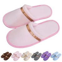 1Pair Disposable Slippers Hotel Guest Indoor Slippers Coral Fleece Simple Home Slipper For Men And Women