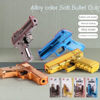 1:3 Mini Alloy Toy Gun Model MP7 M10 Revolver Pistol Gun Toy Soft Bullet Can Shoot Toy Submachine Gun