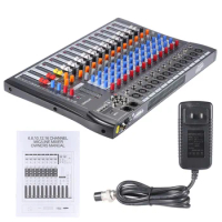 ammoon 12 Channels Mic Line Audio Mixer Mixing Console USB XLR Input 3-band EQ Wireless BT Connection mixer audio for Recording