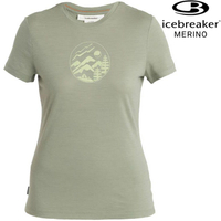Icebreaker Tech Lite III 女款 美麗諾羊毛排汗衣/圓領短袖上衣-150 營地景緻 0A56YD A74 草綠