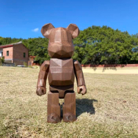 Bearbrick 400% Walnut Prismatic Bear 28cm Height Made Of Natural Wood Purely Handmade 28cm Height Collection Figure