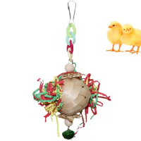 Parrot Shredder Paper Toys Hanging Rattan Ball Bird Bite Chewing Toy With Bells For Budgie Cockatiel Cage Accessories