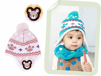 BO雜貨【SV2732】冬帽新款~韓國兒童寶寶毛線小熊小腳印護耳帽 保暖帽 聖誕