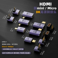 360 Degree U-shaped Mini HDMI gender Adapter 180 Mini HDMI Male to HDMI Female Angled L Converter HD 2.1V Extension 4K 8K 60Hz