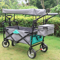 Outdoor Multifunctional Foldable Camping Cart Four-wheel Shopping Cart Gardening Handling Trolley