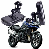 360 Rotating GPS Motorcycle Phone Holder Waterproof Bag Bicycle Phone Holder Adjustable Handlebar Support Moto Mount Card slots
