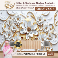 KOIMAS Wallpaper Bunga Garden Floral 3D - Outdoor Look Peach Wallpaper 3D Bunga Emas Stiker Dinding 