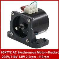 60KTYZ AC Synchronous Motor+Bracket 220V/110V 14W 2.5rpm -110rpm Micro Gear Motor Permanent Magnet Motor