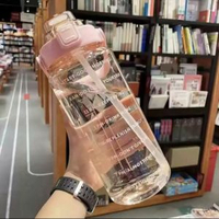大容量水杯耐高溫水壺噸噸桶帶飲筒刻度2000ML女生ins高顏值水杯-粉色 2升大容量【吸管+無異味】 均碼-款式1