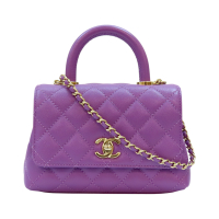 【二手名牌BRAND OFF】CHANEL 香奈兒 紫色 牛皮 mini Coco Handle 两用包 AS2215